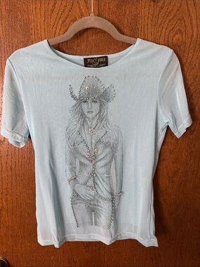 Foxfire Cowgirl Rhinestone Graphic Tee Women’s Large NWT Western